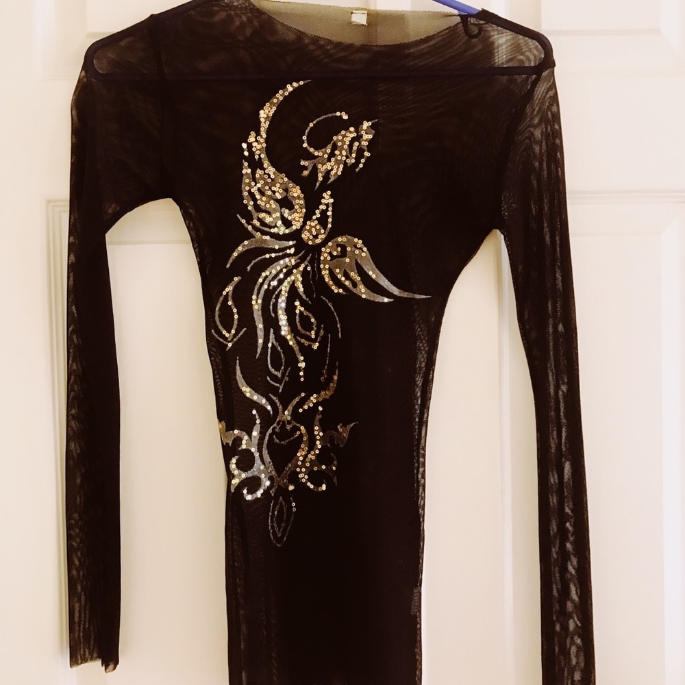 SEQUINED VINTAGE MESH DETAILED TOP VINTAGE